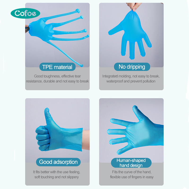 Latex Free Stretchable Examination TPE Gloves
